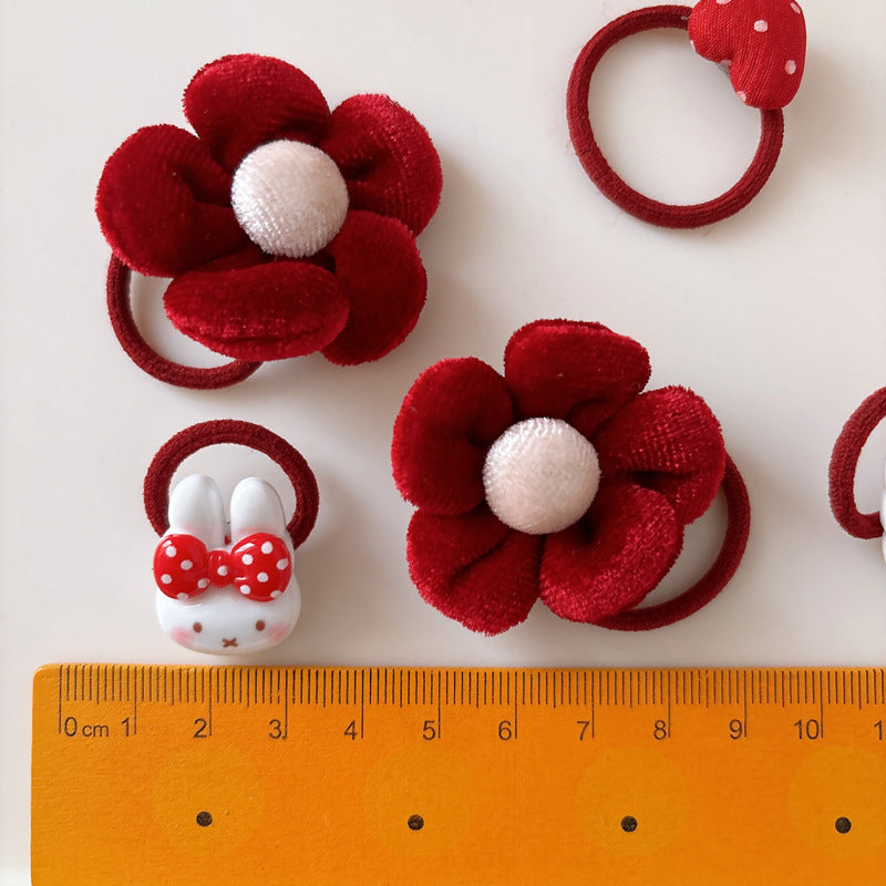 Collection of 6 Cute Red Color Hair Ties, MyKids-USA®, Ponytail Holders, MyKids-USA -  -  -  -  -  -  - .