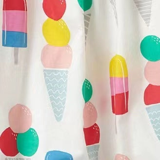 Baby Girl Allover Ice-Cream Graphic O-Neck Dress In Summer