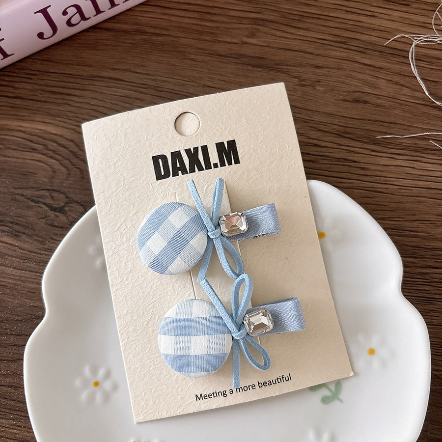 Collection of 2 Versatile Cute Butterfly-bow and Plaid Pattern Hair Clips, MyKids-USA®, Hair Pins, Claws & Clips, MyKids-USA - Size/Age - Average Size (0-12Y） - Color - Beige -  -  - TR2601242042-B.