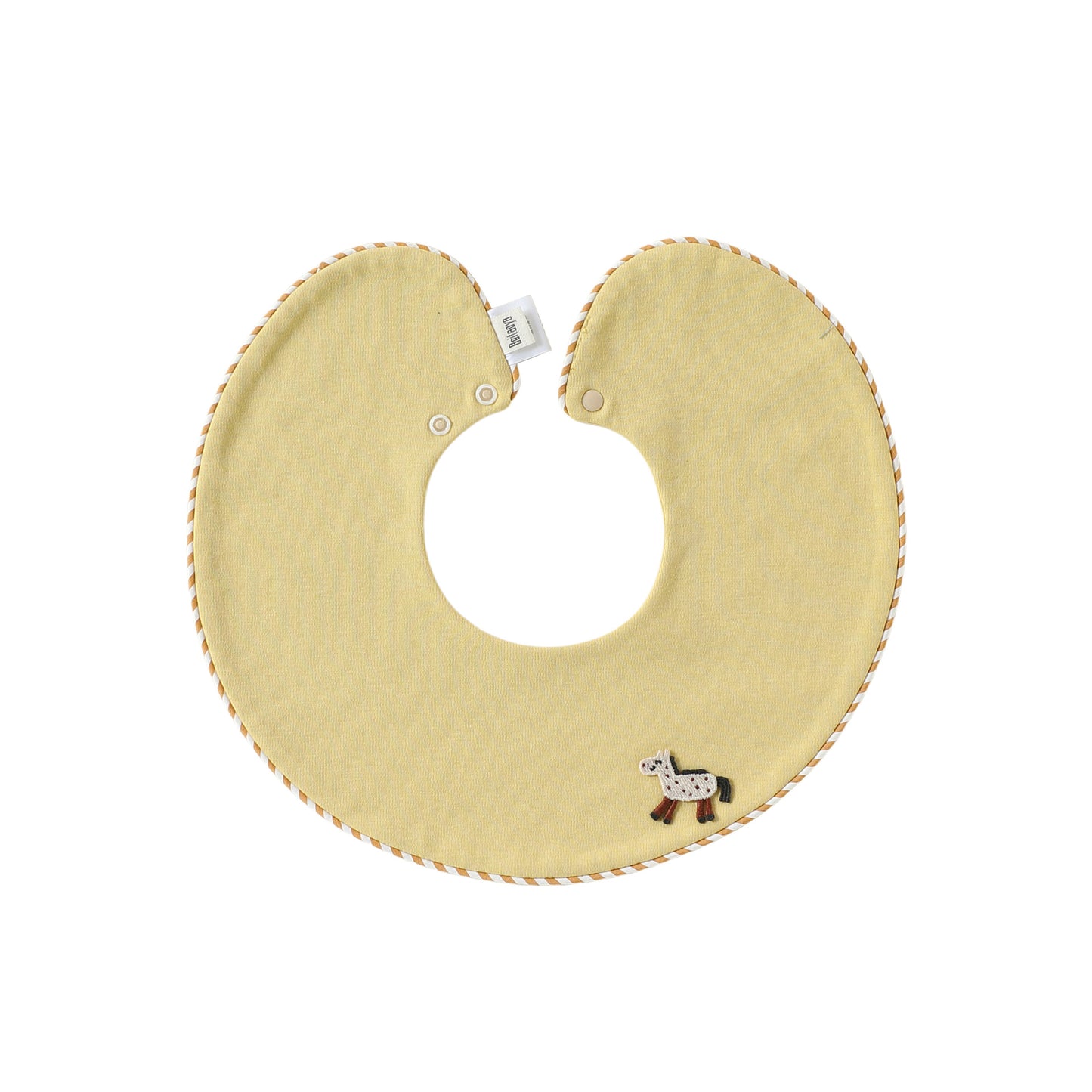 Adorable Animals Cartoon Pattern Cotton Snap-on Round Shaped Bib, MyKids-USA®, Bibs, MyKids-USA - Size/Age - S (0-3Y) - Color - Light Yellow -  -  - TR2604262354-D.