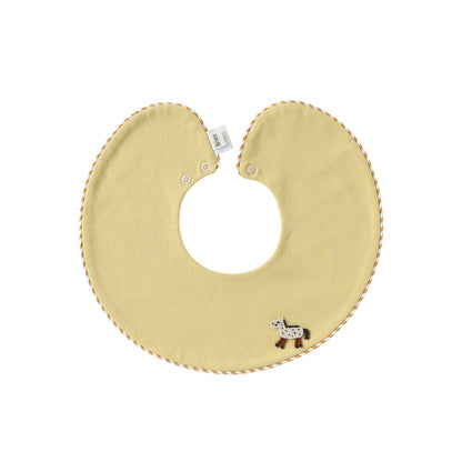 Adorable Animals Cartoon Pattern Cotton Snap-on Round Shaped Bib, MyKids-USA®, Bibs, MyKids-USA - Size/Age - S (0-3Y) - Color - Light Yellow -  -  - TR2604262354-D.