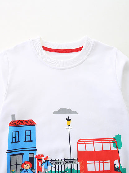 Autumn and Spring Arrival Cartoon Pattern Long Sleeves Pullover for Stylish Girls