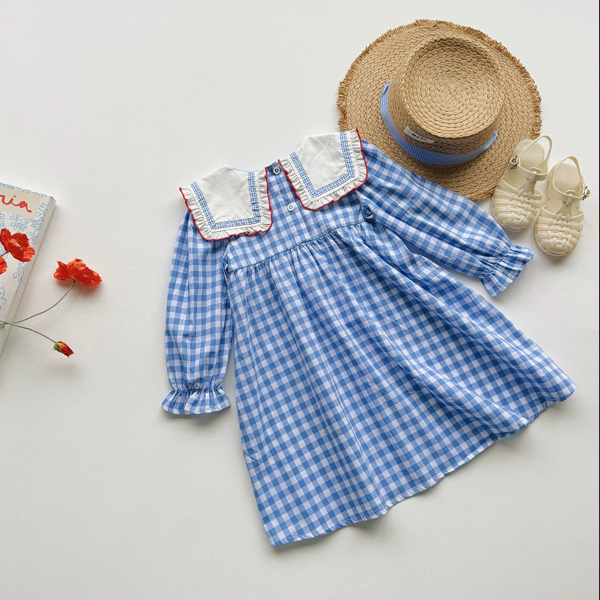 Arrival Autumn Girls Plaid and Cherry Pattern Long Sleeves Dress, MyKids-USA®, Baby & Toddler Dresses, MyKids-USA -  -  -  -  -  -  - 