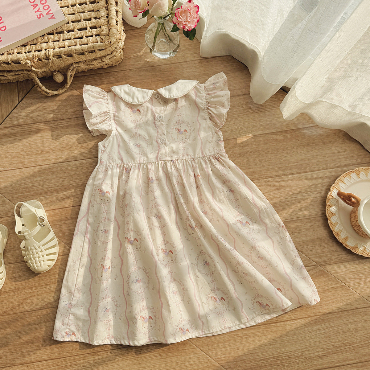 Summer Arrival Baby Girls Fly Sleeves Horse Pattern Peter Pan Collar Dress, MyKids-USA®, Baby & Children's Dresses, MyKids-USA -  -  -  -  -  -  - .