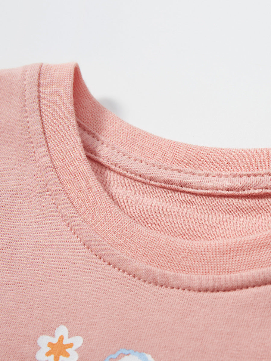 Round Neck Rabbit Cartoon Girls’ T-Shirt In European And American Style For Summer, MyKids-USA®, Baby & Toddler Tops, MyKids-USA -  -  -  -  -  -  - 