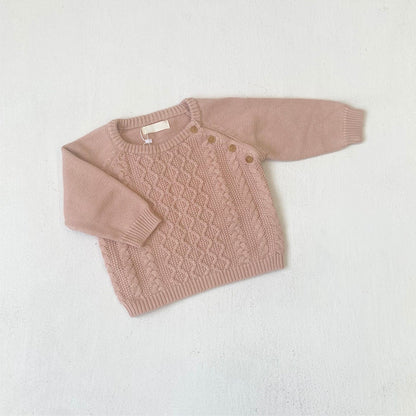 Winter and Spring Baby Kids Unisex Long Sleeves Jacquard Pattern Sweater and Pants Knitted Clothing Set