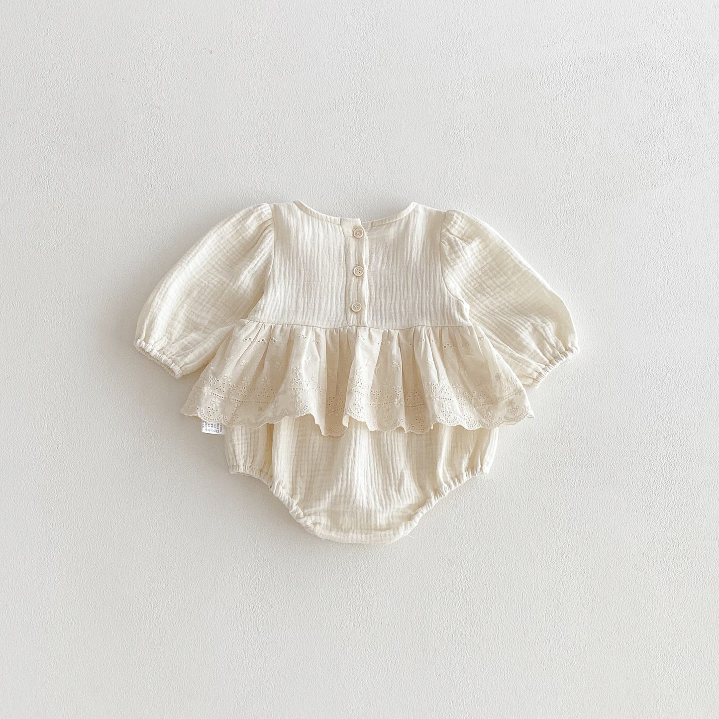 Autumn Arrival Baby Girls Long Sleeves Lace Patchwork Crew Neck Onesies, MyKids-USA®, Bodysuits, MyKids-USA - Size/Age - 66 (3-6M) - Color - Beige -  -  - TR2510282333-A