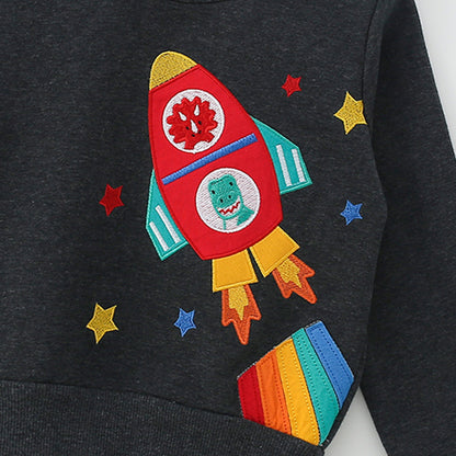 Autumn and Spring Arrival Cartoon and Stars Pattern Long Sleeves Pullover for Stylish Boys, MyKids-USA®, Sweatshirts, MyKids-USA -  -  -  -  -  -  - 