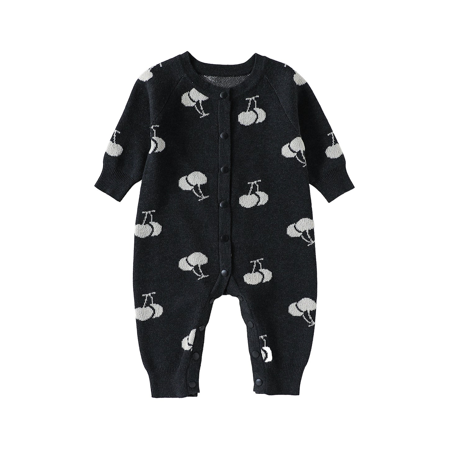 Autumn Arrival Baby Unisex Long Sleeves Cherry Pattern Single Breasted Rompers, MyKids-USA®, Baby One-Pieces, MyKids-USA - Size/Age - 66 (3-6M) - Color - Navy Blue (Dark Blue) -  -  - TR2509102214-B