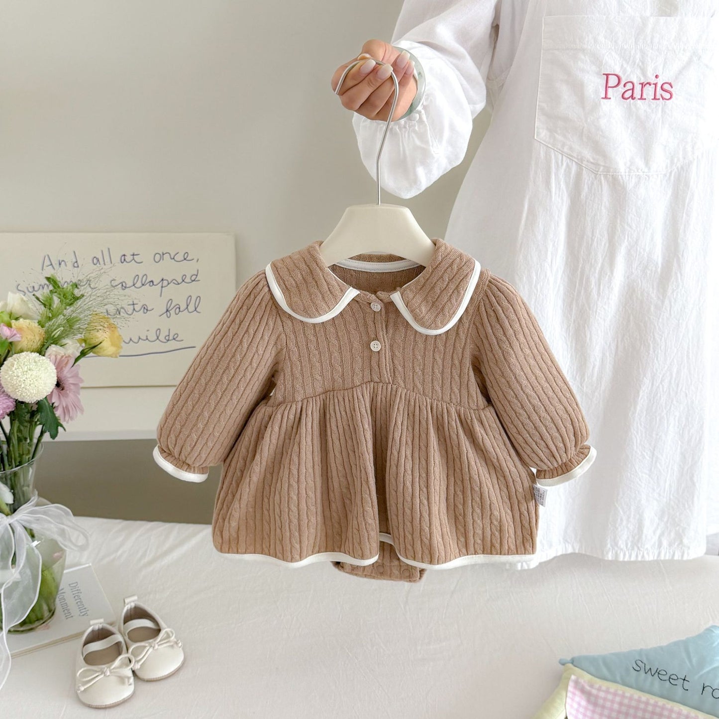 MyKids-USA® Autumn Arrival Baby Girls Long Sleeves Casual Knitted Bodysuit