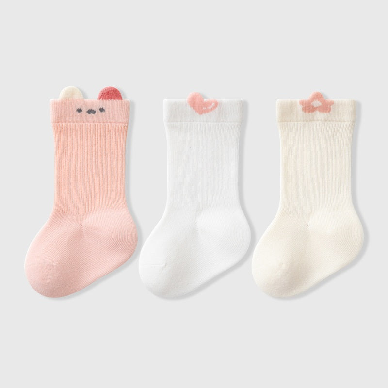 Autumn Arrival Baby Unisex Breathable Cute Cartoon Pattern Socks 1 Lot=3-Pair Set, MyKids-USA®, Baby & Toddler Socks & Tights, MyKids-USA - Size/Age - XS (0-6M) - Color - Pink -  -  - TR2509292333-C