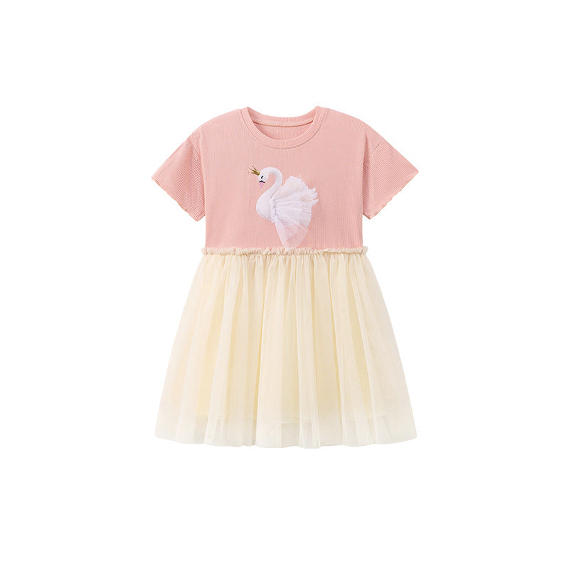 Summer Arrival Goose Animals Pattern Short Sleeves Tulle Patchwork Dress for Stylish Girls, MyKids-USA®, Baby & Toddler Dresses, MyKids-USA -  -  -  -  -  -  - .