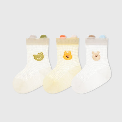 All-Season Baby Boys and Girls Cute Animals Cartoon Pattern Socks 1 Lot=3-Pair Set, MyKids-USA®, Baby & Toddler Socks & Tights, MyKids-USA - Size/Age - XS (0-6M) - Color - Yellow -  -  - TR2604242111-D.