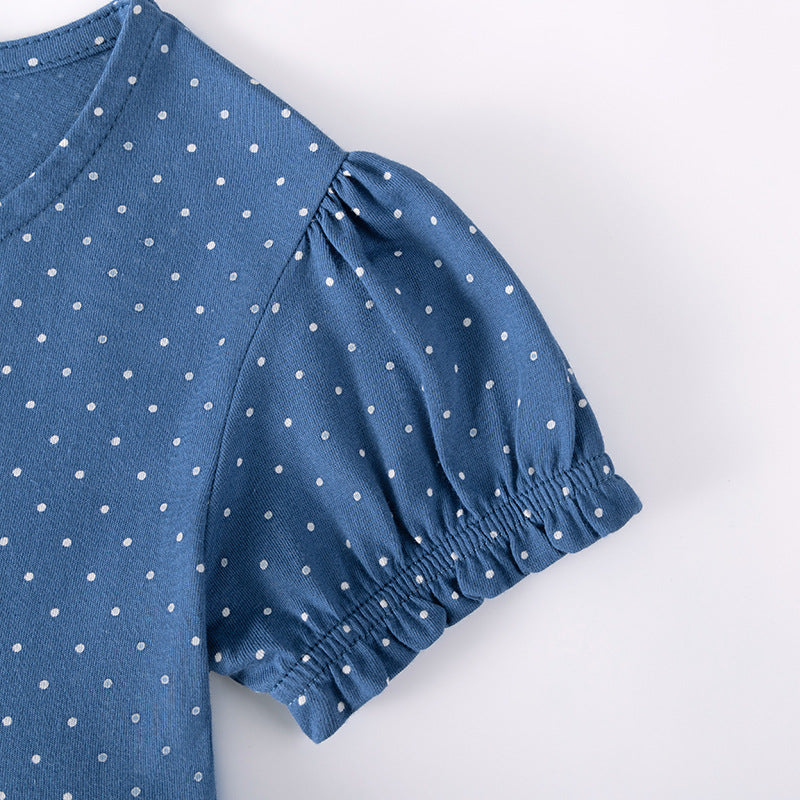 Summer Arrival Cartoon and Dots Pattern Short Sleeves Dress for Stylish Girls, MyKids-USA®, Baby & Toddler Dresses, MyKids-USA -  -  -  -  -  -  - .