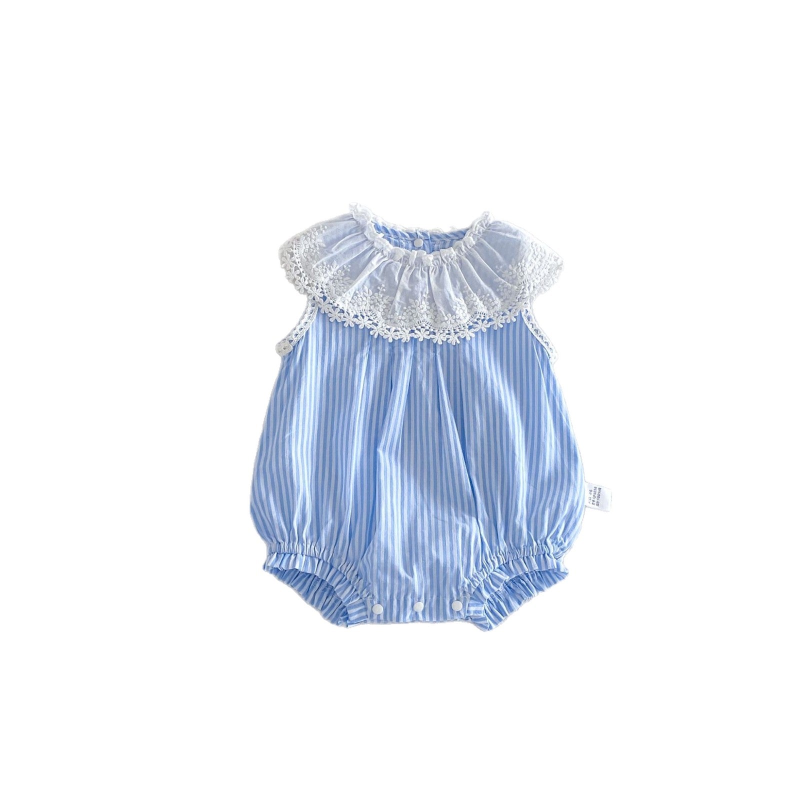 Summer Arrival Baby Girls Sleeveless Flowers Pattern Lace Trim Bodysuit, MyKids-USA®, Baby & Children's One-Pieces, MyKids-USA® - Size/Age - 66 (3-6M) - Color - Blue -  -  - TR2604242254-A.