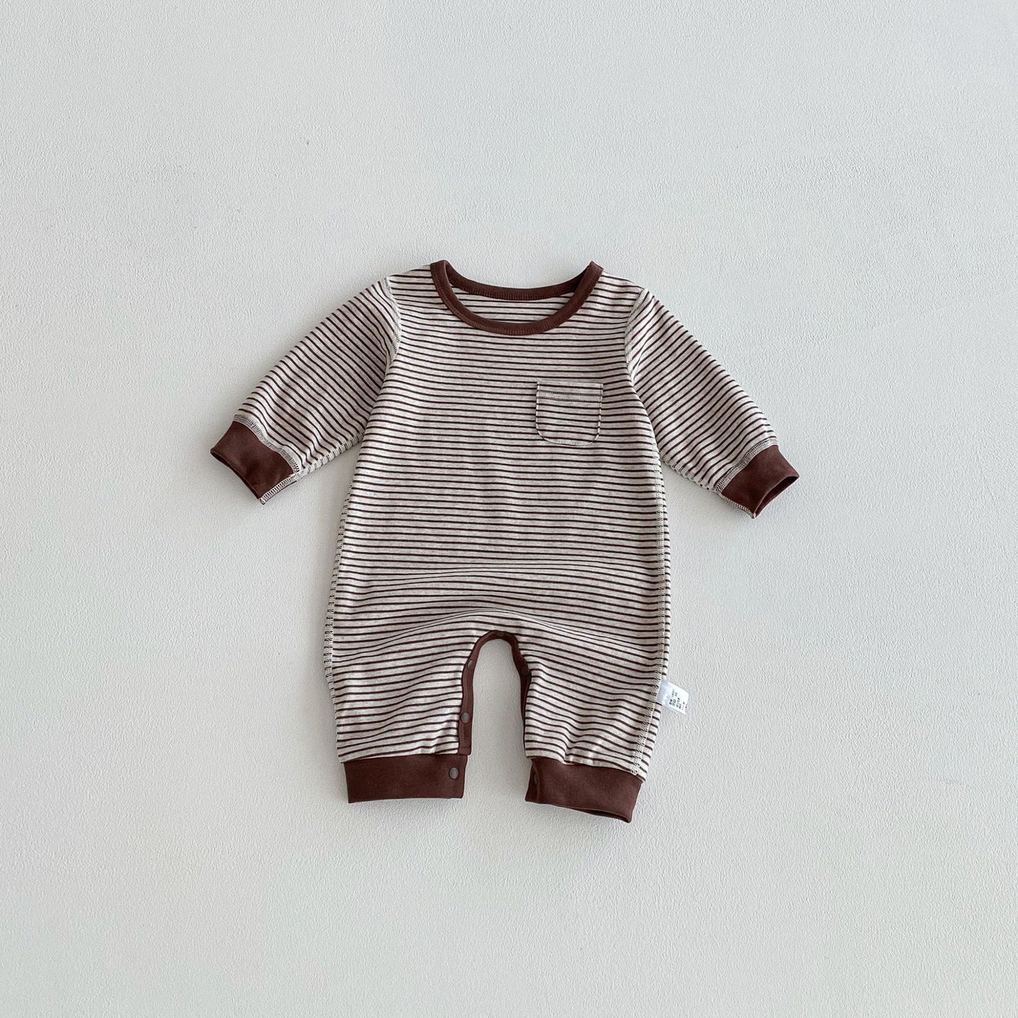 Autumn and Spring Arrival Baby Unisex Long Sleeves Striped Pattern Rompers, MyKids-USA®, Baby One-Pieces, MyKids-USA - Size/Age - 66 (3-6M) - Color - Coffee -  -  - TR2510292327-A