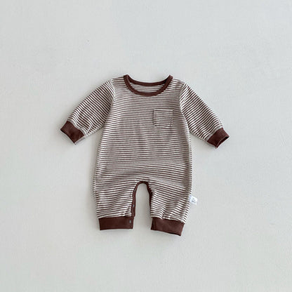 Autumn and Spring Arrival Baby Unisex Long Sleeves Striped Pattern Rompers, MyKids-USA®, Baby One-Pieces, MyKids-USA - Size/Age - 66 (3-6M) - Color - Coffee -  -  - TR2510292327-A