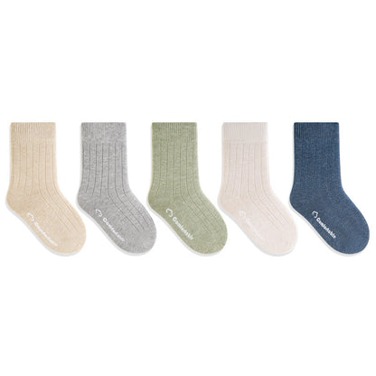 Spring and Autumn Arrival Baby Kids Unisex Breathable Simple Letters Pattern Socks 1 Lot=5-Pair Set