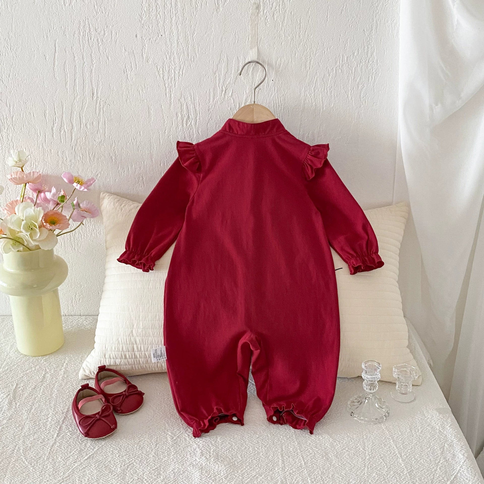 Autumn Arrival Baby Girls Long Sleeves Flowers Embroidered Pattern Single Breasted Rompers, MyKids-USA®, Baby One-Pieces, MyKids-USA -  -  -  -  -  -  - 