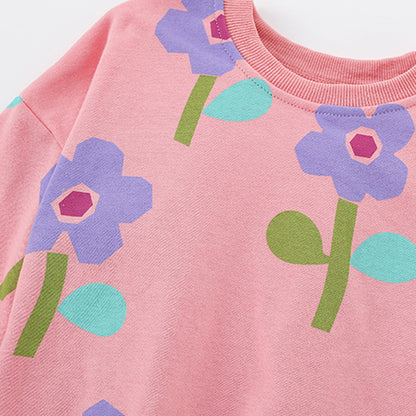 Autumn and Spring Arrival Flowers Pattern Long Sleeves Pullover for Stylish Girls, MyKids-USA®, Sweatshirts, MyKids-USA -  -  -  -  -  -  - 