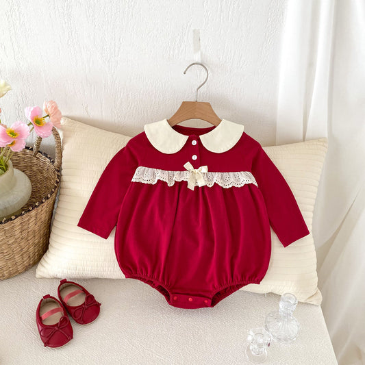 Autumn Arrival Baby Girls Long Sleeves Color Patchwork Peter Pan Collar Onesies, MyKids-USA®, Baby One-Pieces, MyKids-USA -  -  -  -  -  -  - 