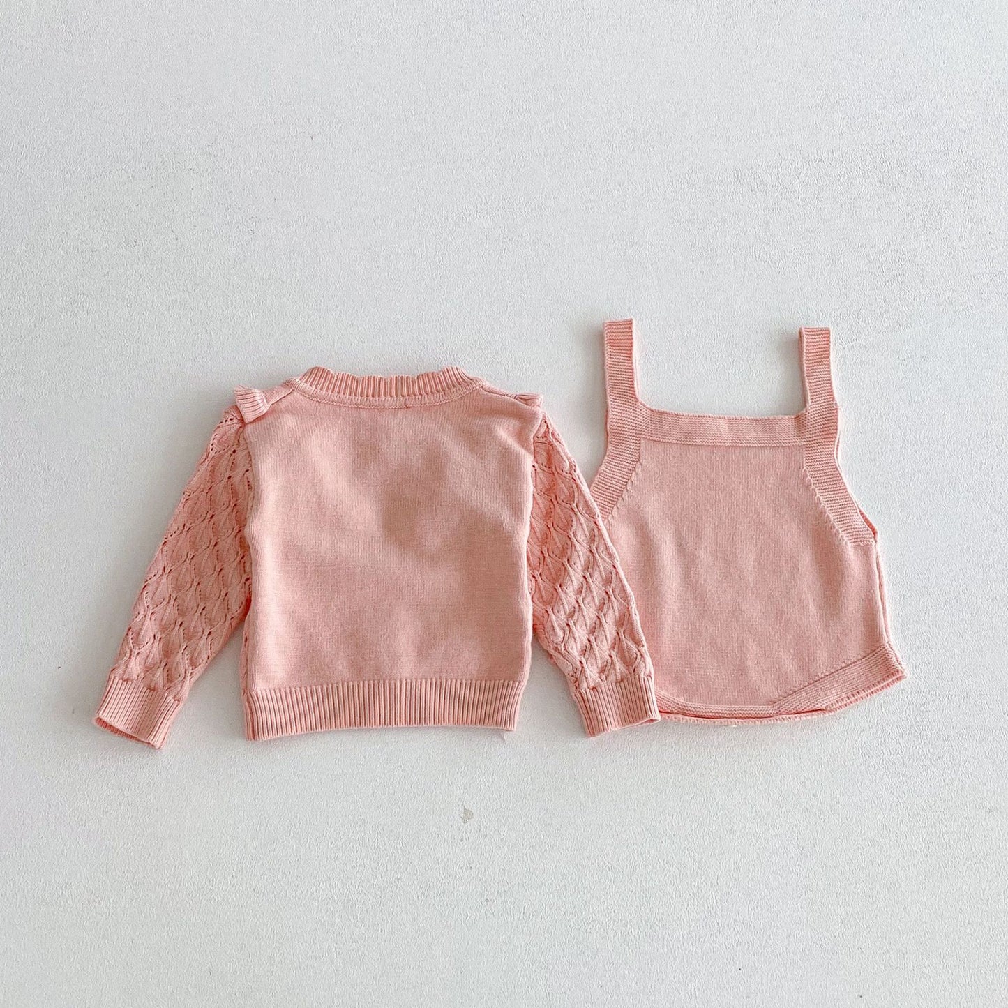 Winter and Autumn Baby Kids Girls Geometric Jacquard Pattern Long Sleeves Cardigan and Sleeveless Onesies 2-piece Knitted Clothing Set, MyKids-USA®, Baby & Toddler Outfits, MyKids-USA -  -  -  -  -  -  - 