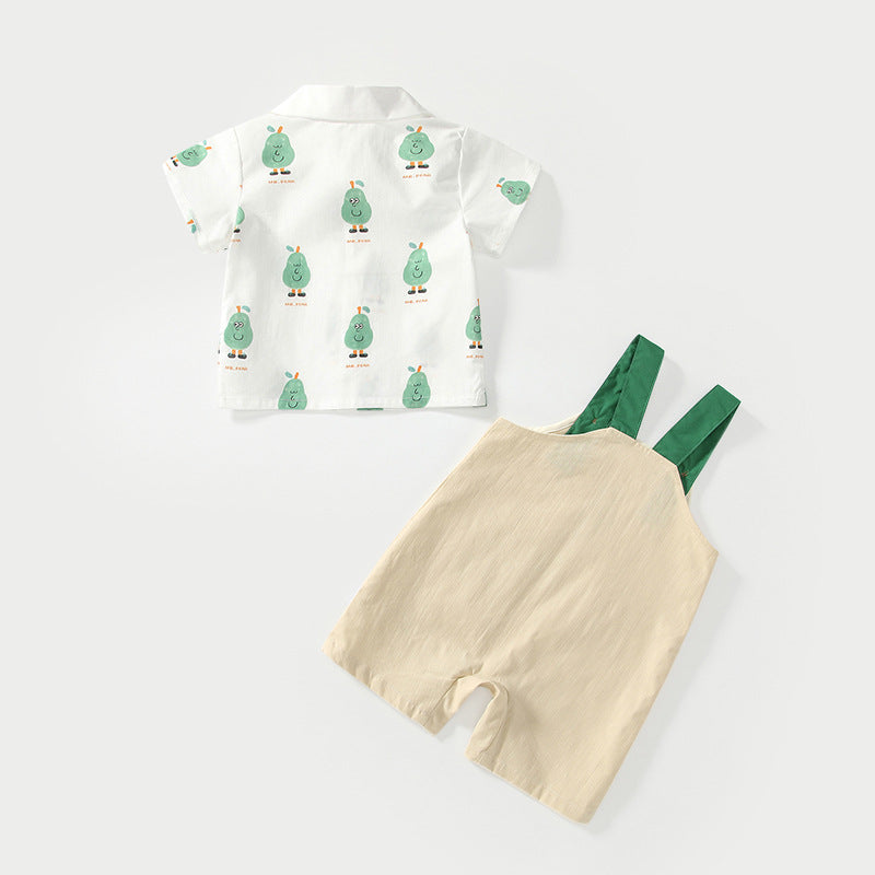 Summer Baby Kids Cartoon Fruits Pattern Short Sleeves Top Shirt and Overalls Clothing Set, MyKids-USA®, Baby & Toddler Outfits, MyKids-USA -  -  -  -  -  -  - 