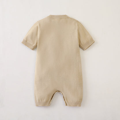Baby Unisex 100% Cotton Knitting Romper With Hollow-Out Rabbit Design In Summer Outfit