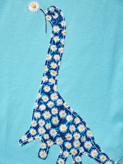 Girls’ Clothing Summer Collection – Floral Dinosaur Pattern Children’s T-Shirt
