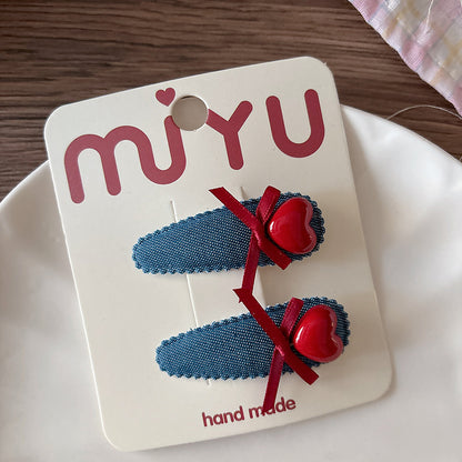 Collection of 2 Versatile Cute Geometric Shape Decorated Hair Clips, MyKids-USA®, Hair Pins, Claws & Clips, MyKids-USA - Size/Age - Average Size (0-12Y） - Color - Navy Blue (Dark Blue) -  -  - TR2602071230-C.