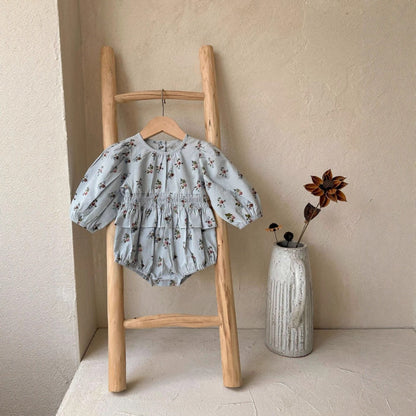 MyKids-USA® Autumn Arrival Flowers Printed Baby Kids Girls Princess Long Sleeves Bodysuit