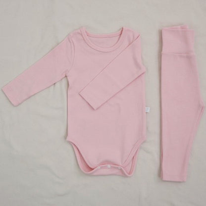 Spring and Autumn Baby Kids Unisex Long Sleeves Solid Color Bodysuit and Pants Clothing Set, MyKids-USA®, Baby & Toddler Outfits, MyKids-USA - Size/Age - 66 (3-6M) - Color - Pink -  -  - TR2512251119-H.