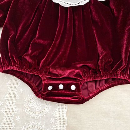 MyKids-USA® Baby Girls Long-sleeved Color Patchwork Flowers Collar Red Bodysuit or Dress – Princess Sister Matching