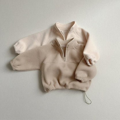 MyKids-USA® Winter and Autumn Baby Kids Unisex Fleece-Lined Plain Pullover and Pants Clothing Set