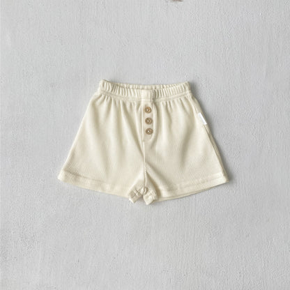 Summer Arrival Baby Kids Casual Style Solid Color Waffle Grid Shorts