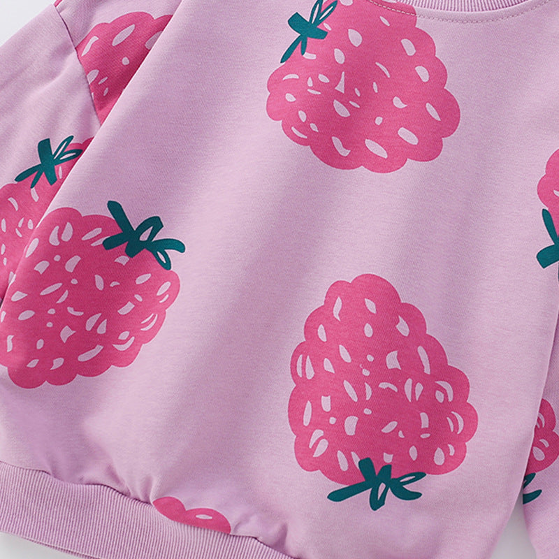 Fruits Pattern Long Sleeves Crew Neck Pullover for Stylish Girls, MyKids-USA®, Baby & Toddler Outerwear, MyKids-USA -  -  -  -  -  -  - 