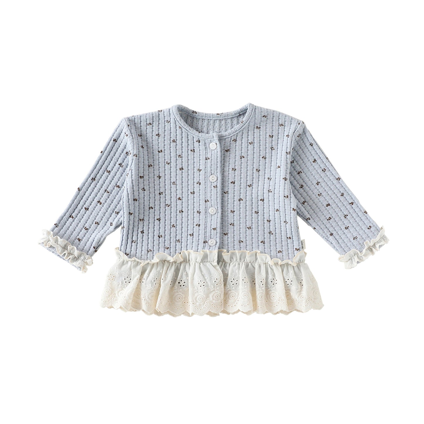 Autumn Arrival Baby Girls Flowers Pattern Lace Trim Long Sleeves Single Breasted Top, MyKids-USA®, Shirts, MyKids-USA - Size/Age - 80 (9-12M) - Color - Blue -  -  - TR2509182238-B