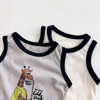 Summer Arrival Baby Unisex Giraffe Cartoon Pattern Sleeveless Crew Neck Rompers, MyKids-USA®, Baby One-Pieces, MyKids-USA -  -  -  -  -  -  - 
