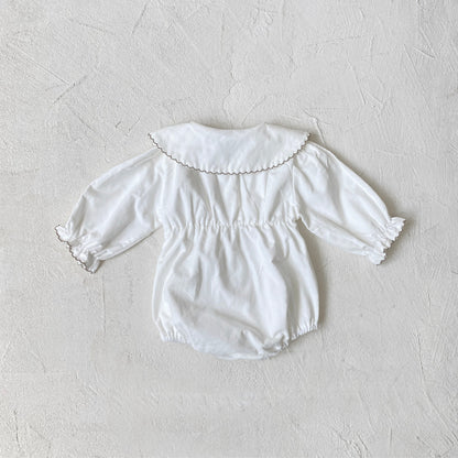MyKids-USA® Autumn Long Sleeve Flowers Embroidered Collar Baby Kids Girls Princess Bodysuit