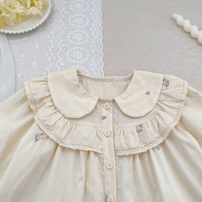 MyKids-USA® Arrival Autumn Baby Kids Girls Long Sleeves Flowers Embroidered Shirt