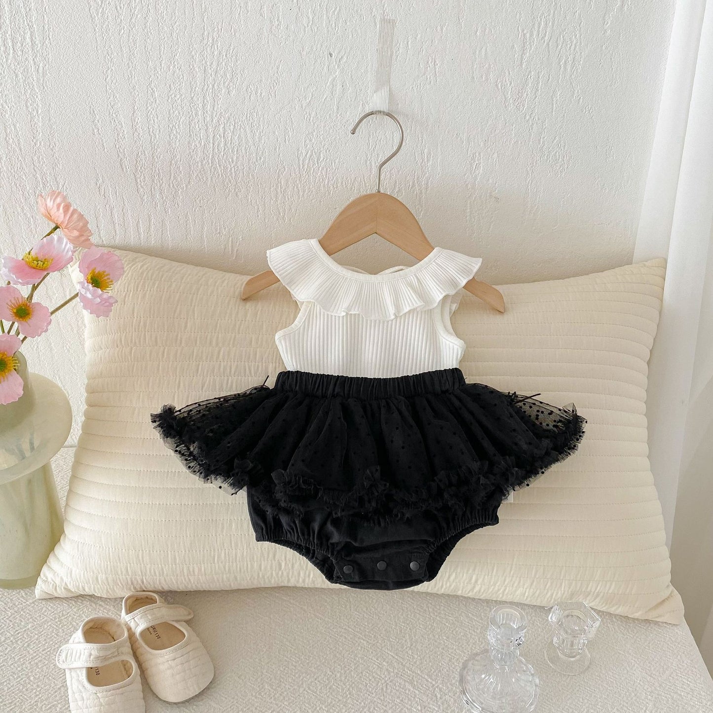 Summer Hot Selling Baby Girls Sleeveless Solid Color Vest and Tulle Patchwork Bloomers Clothing Set, MyKids-USA®, Baby & Toddler Outfits, MyKids-USA - Size/Age - 66 (3-6M) - Color - White -  -  - TR2505262033-B