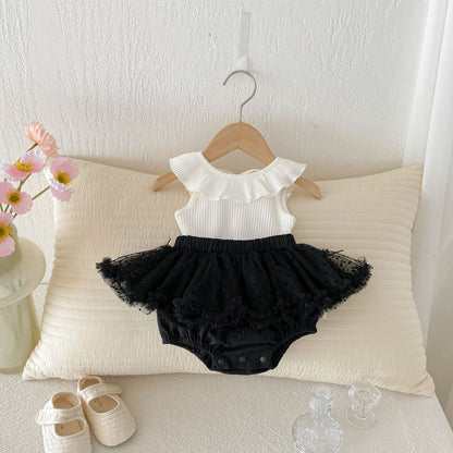 Summer Hot Selling Baby Girls Sleeveless Solid Color Vest and Tulle Patchwork Bloomers Clothing Set, MyKids-USA®, Baby & Toddler Outfits, MyKids-USA - Size/Age - 66 (3-6M) - Color - White -  -  - TR2505262033-B