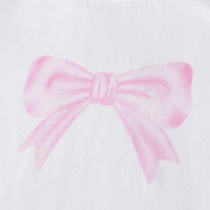 Summer Hot Selling Baby Kids Girls Short Sleeves Butterfly-bow Pattern T-shirt and Shorts Clothing Set