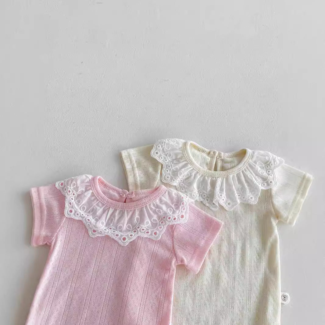 Summer Arrival Baby Girls Short Sleeves Hollow-out Pattern Bodysuit, MyKids-USA®, Bodysuits, MyKids-USA -  -  -  -  -  -  - .