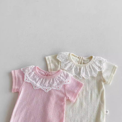 Summer Arrival Baby Girls Short Sleeves Hollow-out Pattern Bodysuit, MyKids-USA®, Bodysuits, MyKids-USA -  -  -  -  -  -  - .