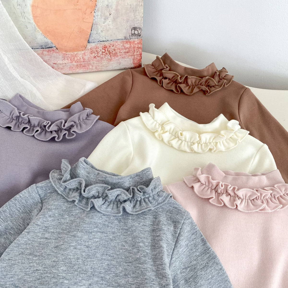 MyKids-USA® Baby Kids Girls Solid Color Turtle Neck Long Sleeves Top
