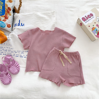 Baby Solid Color Soft Cotton Home Clothes Sets