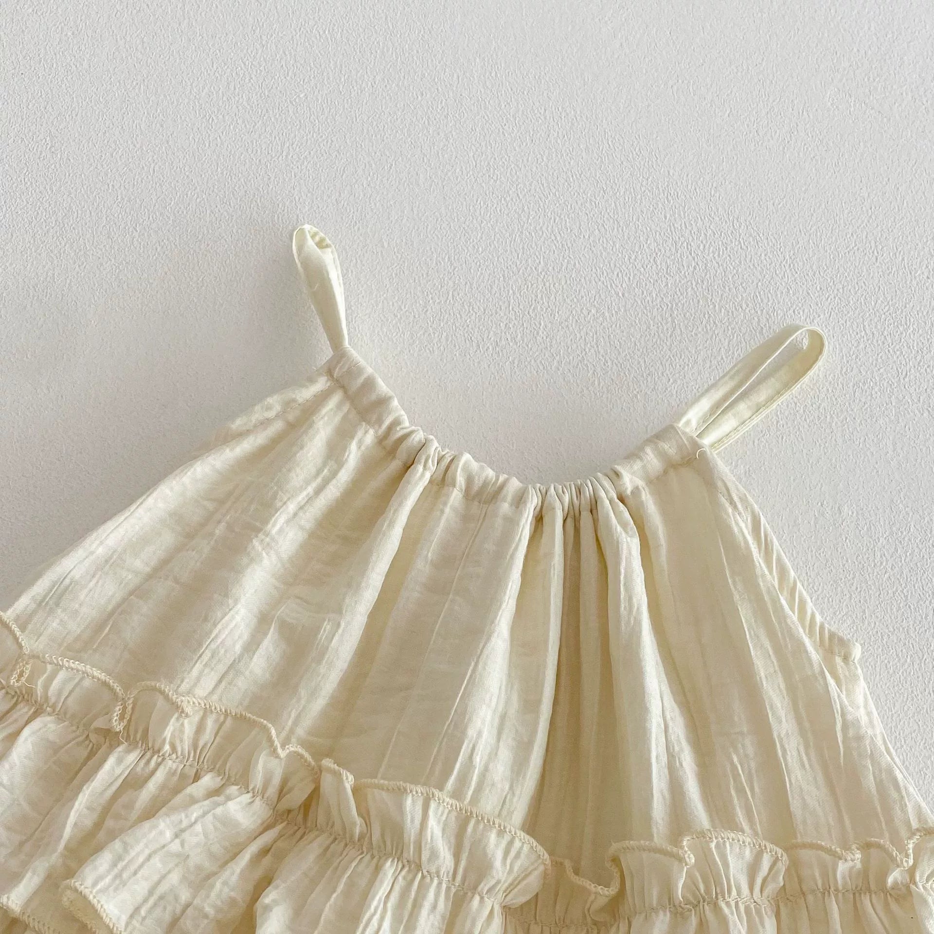 Summer Arrival Baby Girls Apricot Sleeveless Plain Dress Design Strap Onesies, MyKids-USA®, Baby One-Pieces, MyKids-USA -  -  -  -  -  -  - 