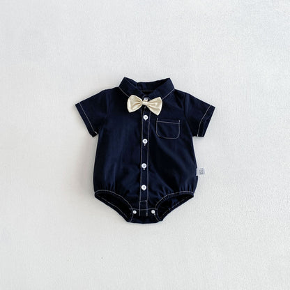 Summer Arrival Baby Boys Short Sleeves Gentle Bodysuits, MyKids-USA®, Bodysuits, MyKids-USA - Size/Age - 66 (3-6M) - Color - Navy Blue (Dark Blue) -  -  - TR2605242357-C.