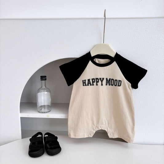 Hot Selling Summer Baby Kids Boys Letters Pattern Color Patchwork Short Sleeves Romper, MyKids-USA®, Baby One-Pieces, MyKids-USA - Size/Age - 66 (3-6M) - Color - Beige -  -  - TR2505190944-A.